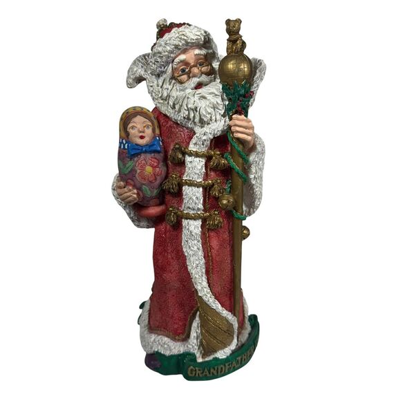 Santa's Magical Toyshop Grandfather Frost Russian Santa Matryoshka Gold Staff - Picture 1 of 14